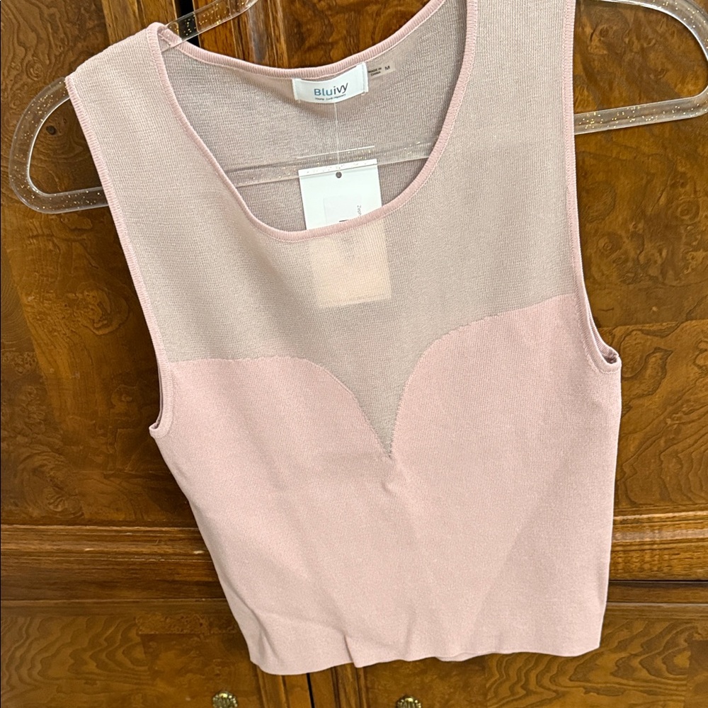 Bluivy Blush Mesh Detail Tank Top NWT